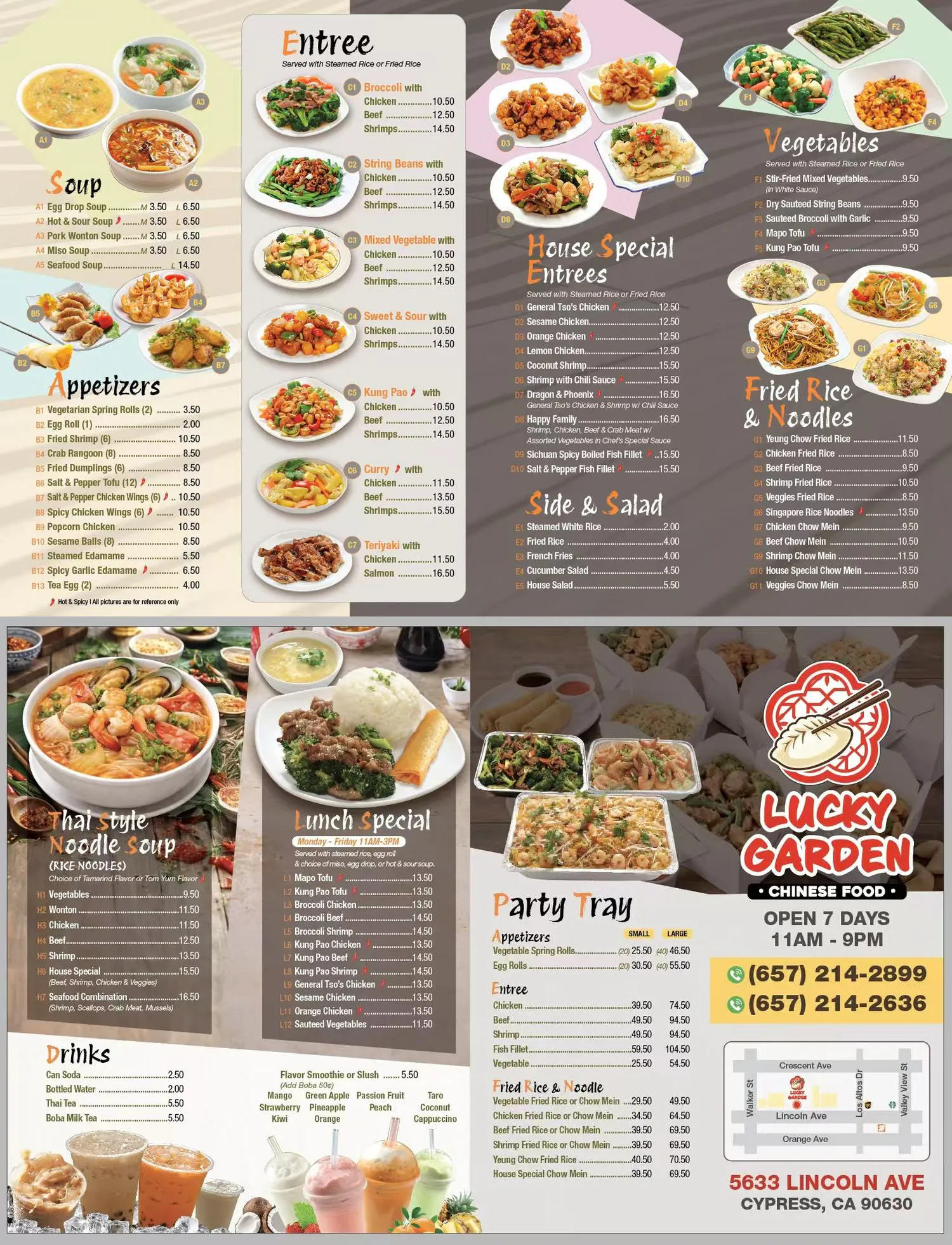 Restaurant menu, detailed description provided below
