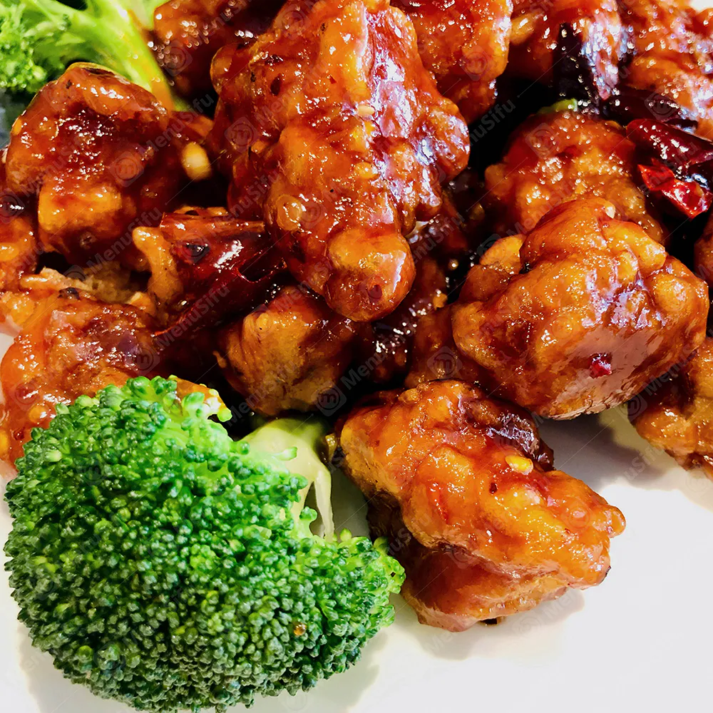 General Tso's chicken with broccoli at Lucky Garden, a Chinese Restaurant in Cypress