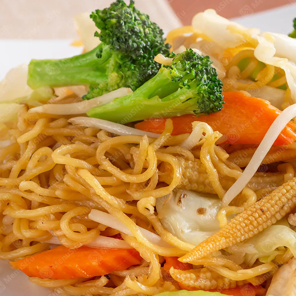 Vegetable lo mein stir-fried noodles at Lucky Garden, a Chinese Restaurant in Cypress