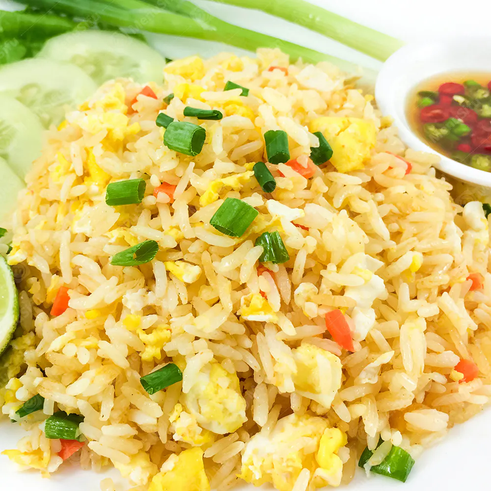 Classic egg fried rice with scallions at Lucky Garden, a Chinese Restaurant in Cypress